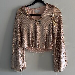 Love Tree Shimmering Sequin Top - Gold